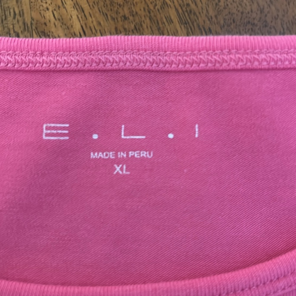 E.L.I. Pink Embroidered Eyelet Scalloped Hem Top - Picture 3 of 5